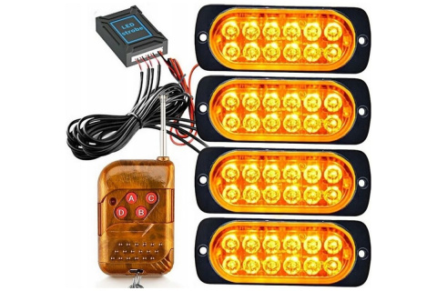Lampy ostrzegawcze led 24W 12V stroboskop pilot