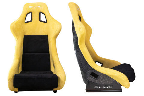 Fotel sportowy Slide KS2 Premium Black & Yellow Welur Black Glitter