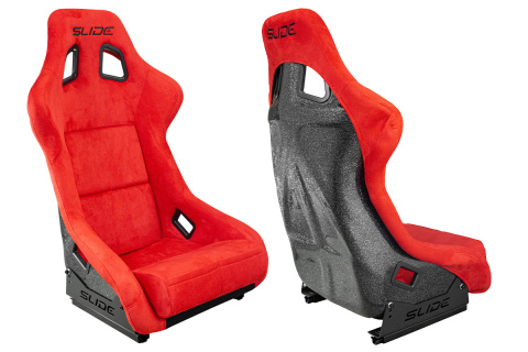 Fotel sportowy Slide KS2 Premium Red Welur Black Glitter