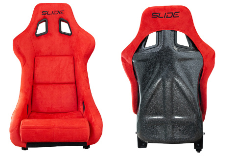 Fotel sportowy Slide KS2 Premium Red Welur Black Glitter