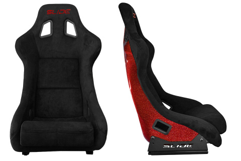 Fotel sportowy Slide KS2 Premium Black Welur Red Glitter