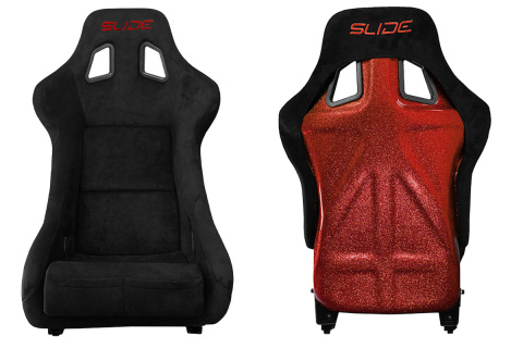 Fotel sportowy Slide KS2 Premium Black Welur Red Glitter
