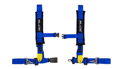 Pasy sportowe 4 punktowe 2" Slide V2 niebieskie E4