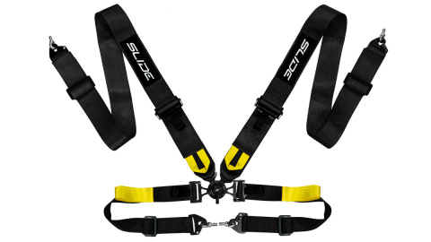 Pasy sportowe 4 punktowe 3" Slide V2 Quick czarne carbon