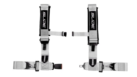 Pasy sportowe 4 punktowe 3" Slide V2 srebrne E4